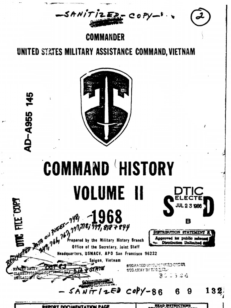 Command History 1968 Volume II PDF Military Intelligence Cambodia