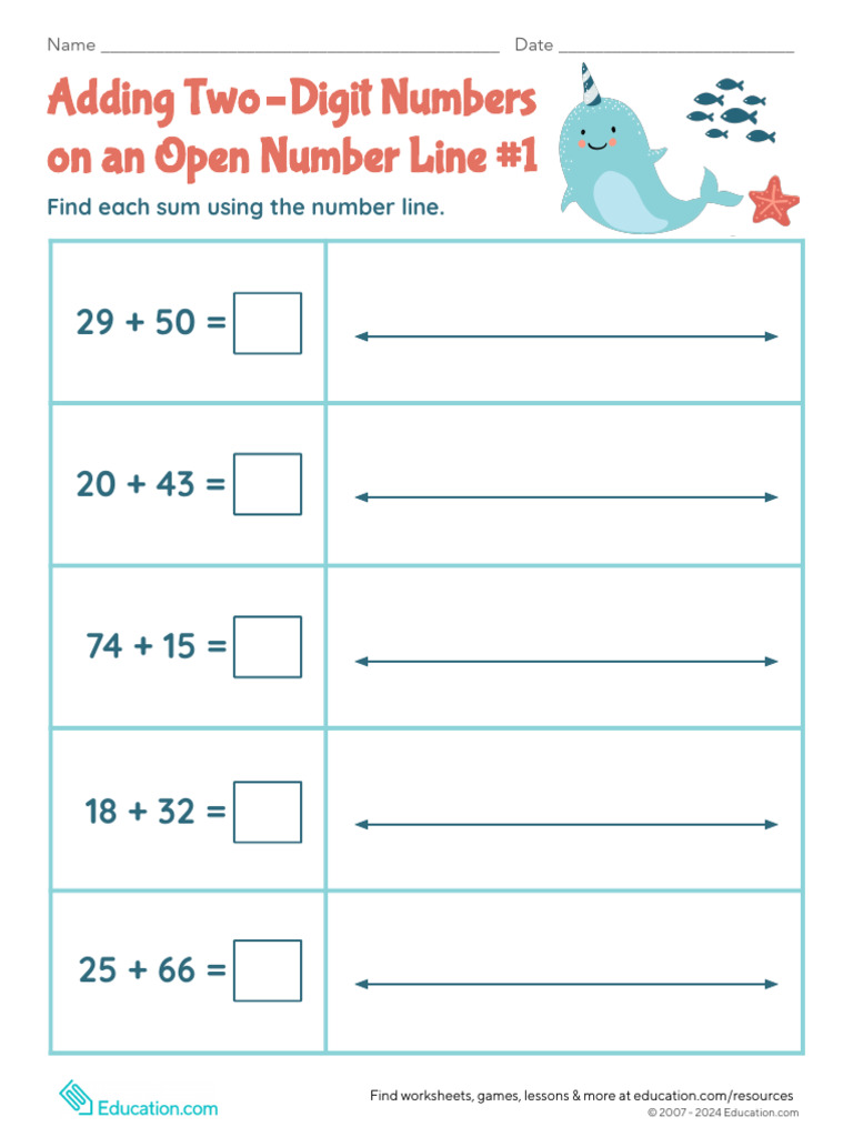 Adding Two-Digit Numbers on a Number Line | PDF