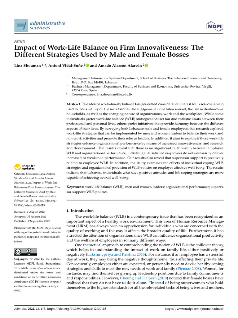 Impact of Work Life Balance On Firm Inno | PDF | Employment ...