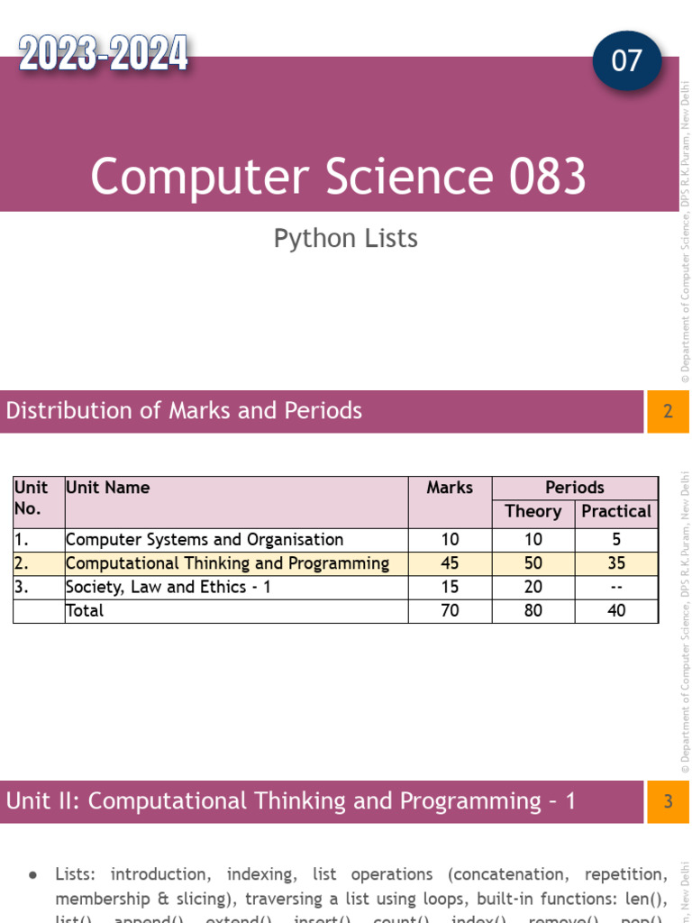 07-Python Lists-11 2023 | PDF | Parameter (Computer Programming ...