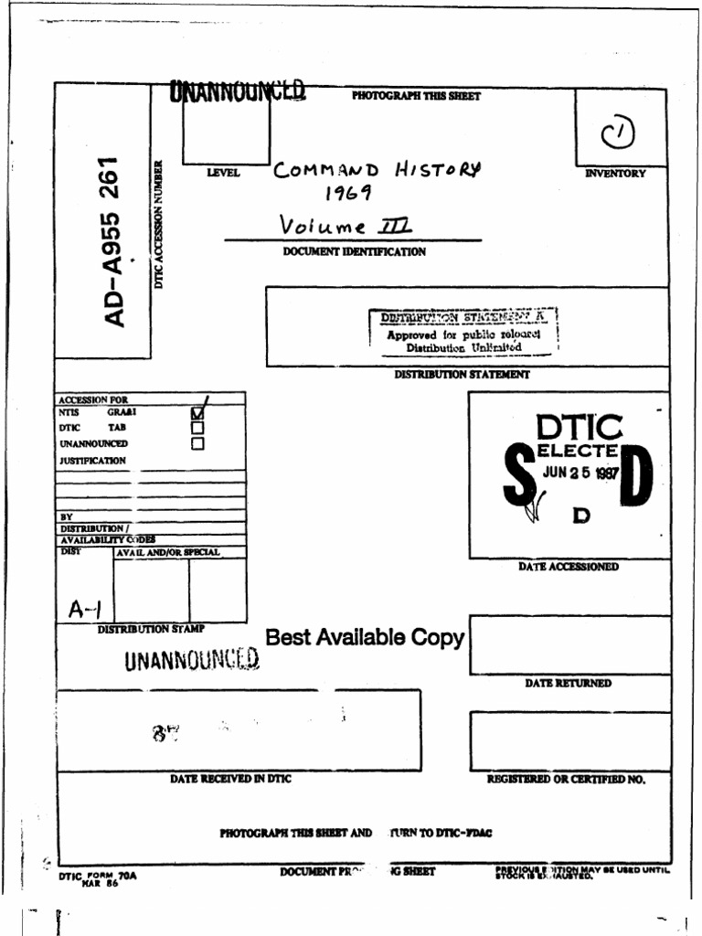 Command History 1969 Volume Iii Classified Information In The United States Vietnam War