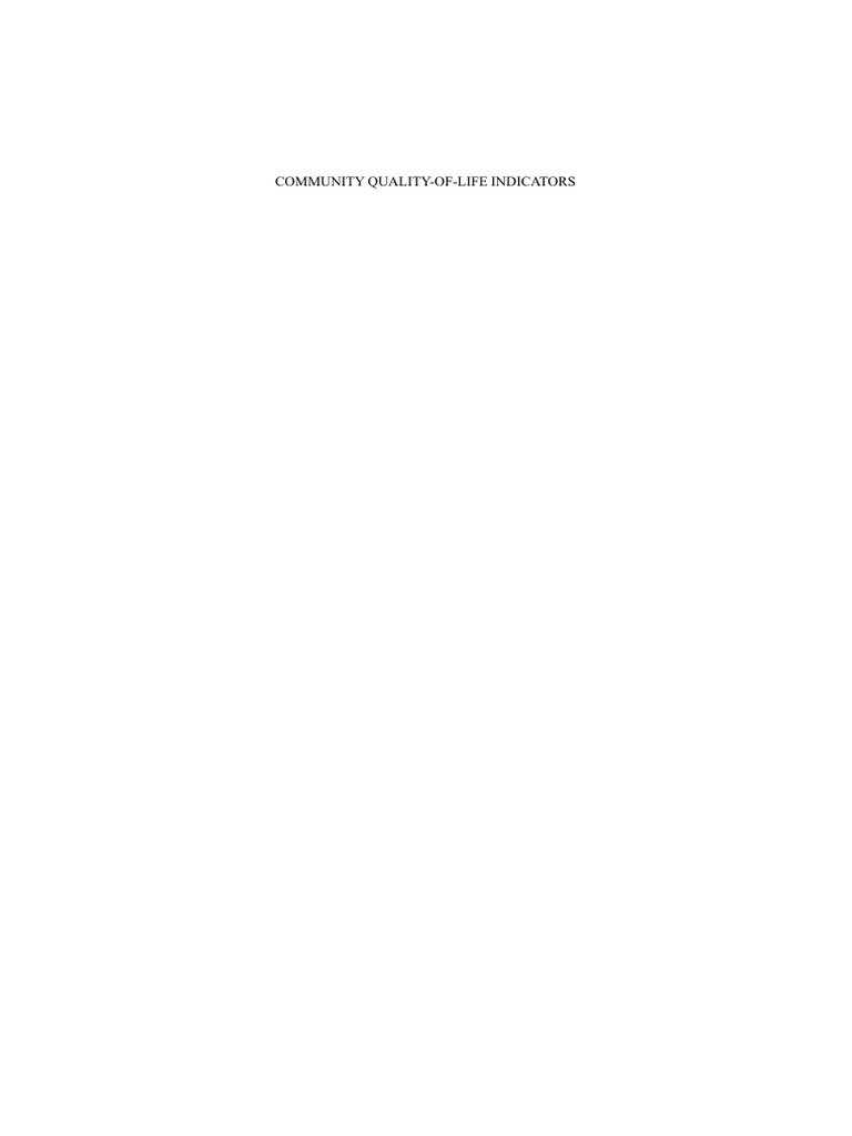 Community Quality-Of-Life Indicators | PDF | Quality Of Life | Community