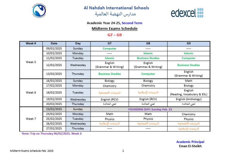 Second Midterm Exam Schedule 2025 | PDF