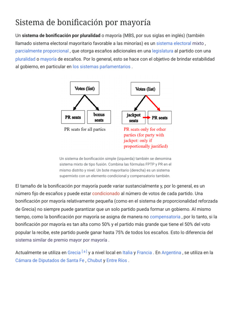 Sistema de Bonificación por Mayoría Electoral | PDF | Elecciones ...