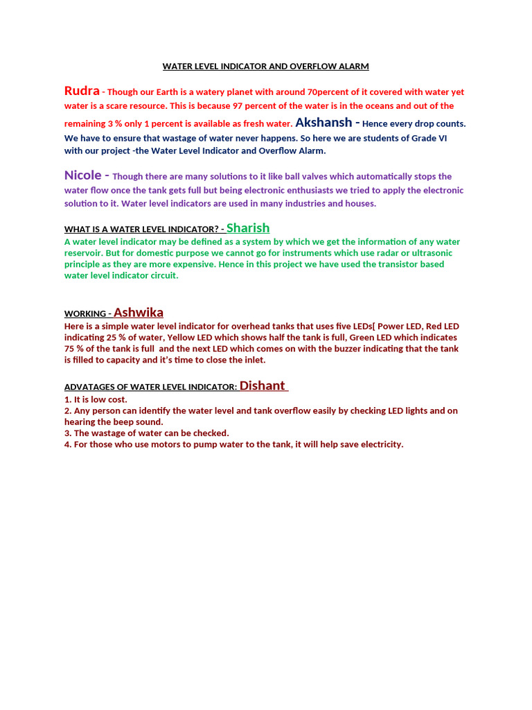 Water Level Indicator | PDF