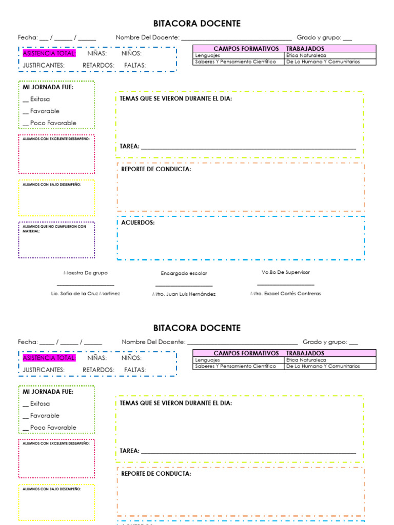 Bitácora Docente: Registro Diario Escolar | PDF