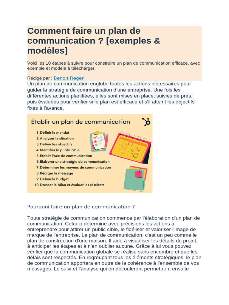 Élaborer un plan de communication efficace | PDF