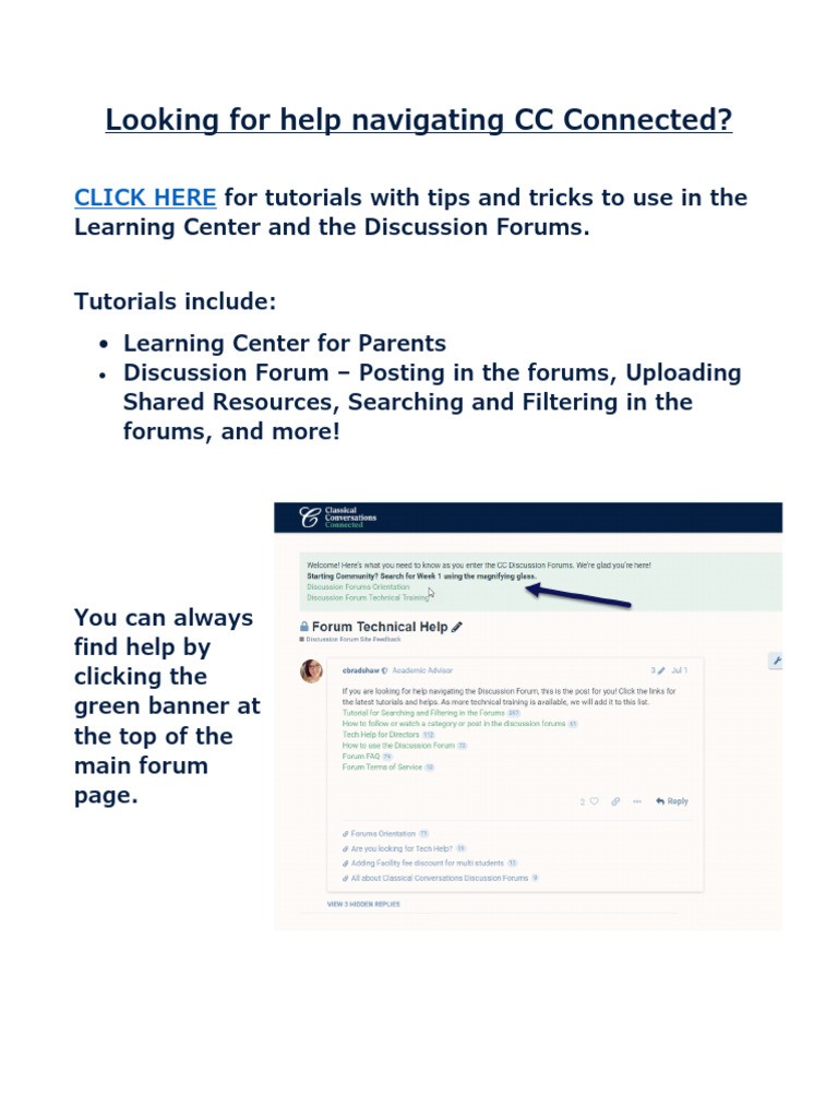 CC Connected Forum Navigation Guide | PDF