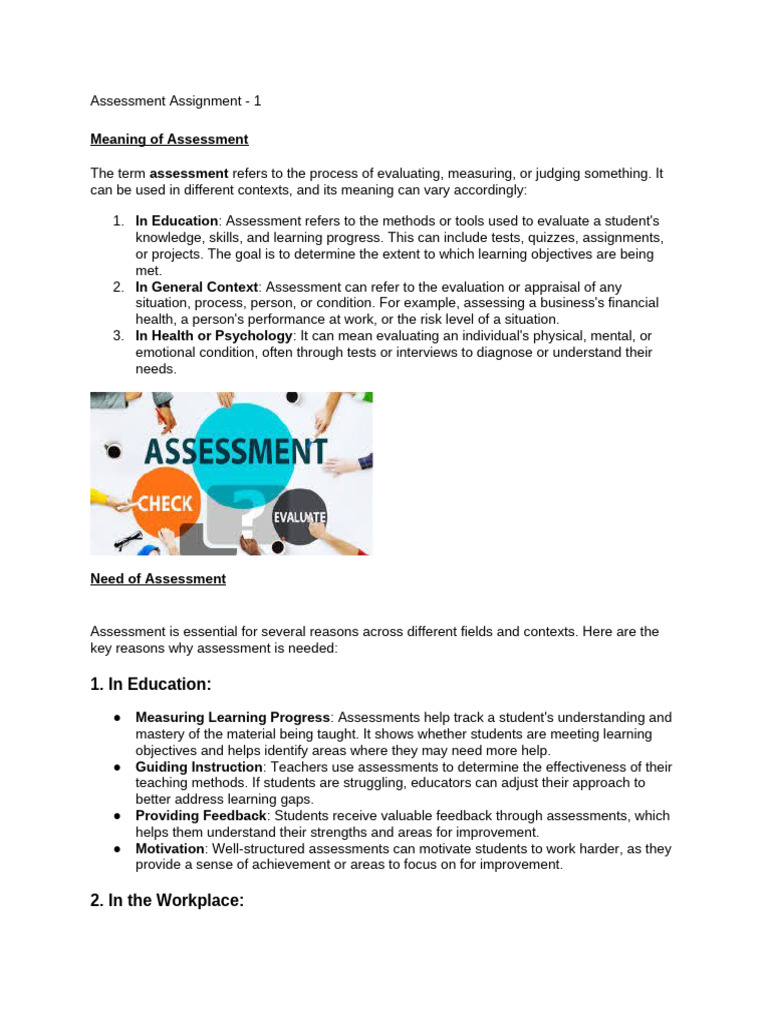 Assessment Assignment 1 | PDF | Educational Assessment | Medical Diagnosis