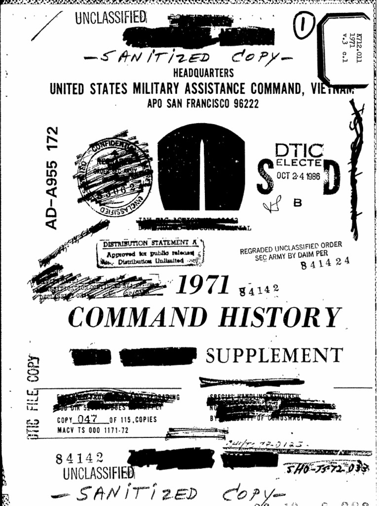 USMACV 1971 Command History Supplement | PDF | Viet Cong | Classified ...