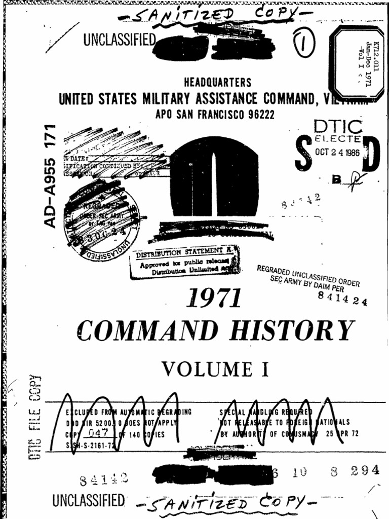 USMACV Command History 1971 Volume I | PDF | Vietnam War | South Vietnam