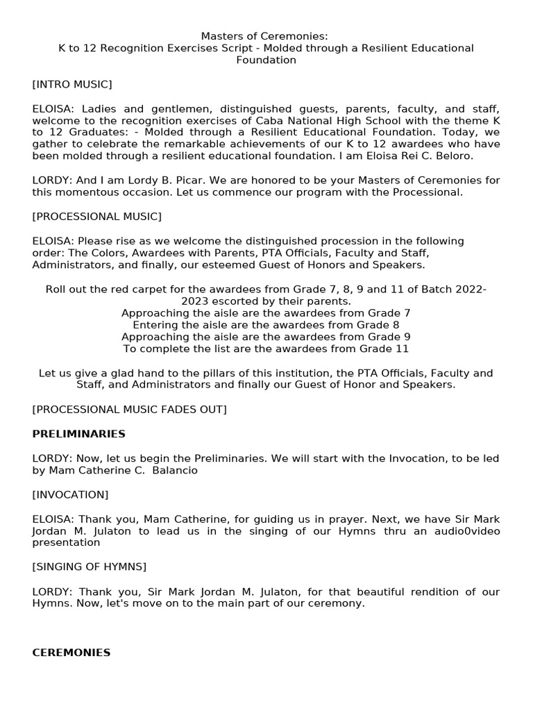 Recognition Script 2223 | PDF