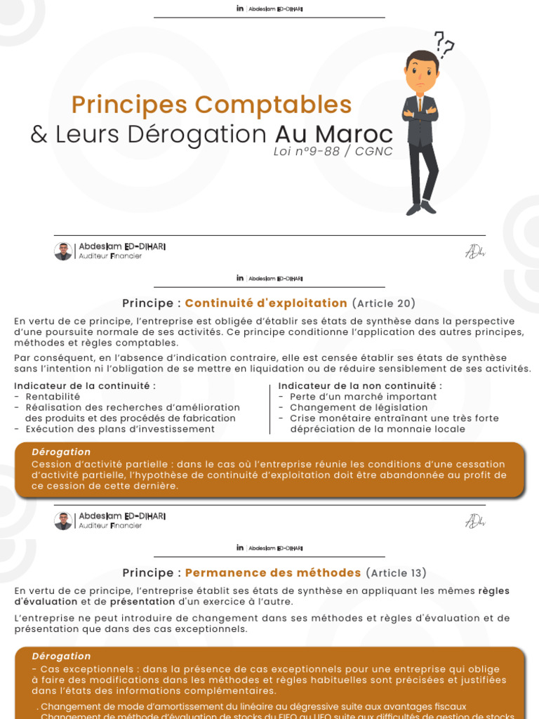 Principes Comptables et Dérogations au Maroc | PDF | Comptabilité ...