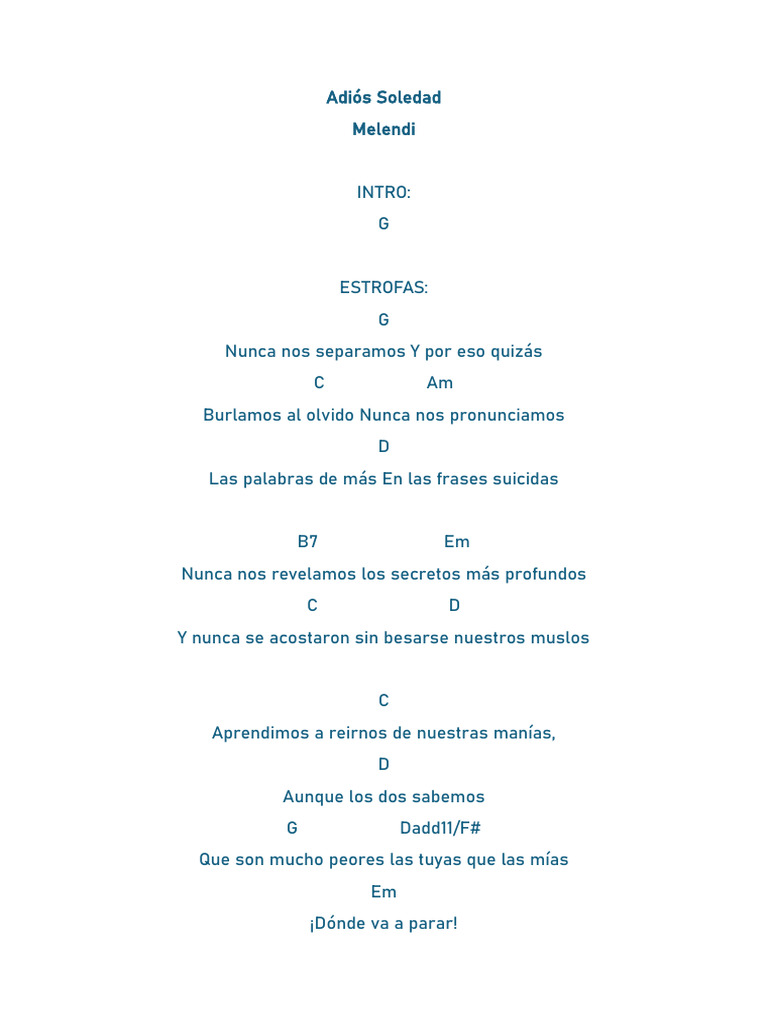 Acordes Adiós Soledad Melendi Pdf