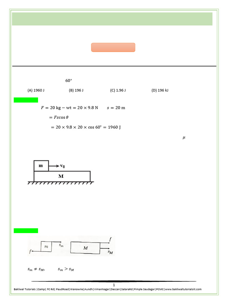 Physics Work and Energy Practice Paper | PDF | Acceleration | Force