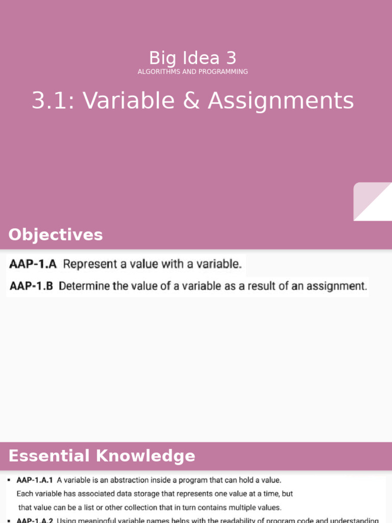 3.1 +Variables+&+Assignments | PDF
