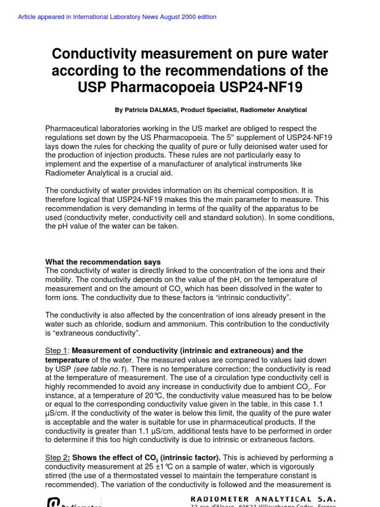 Conductivity Usp Ph Calibration