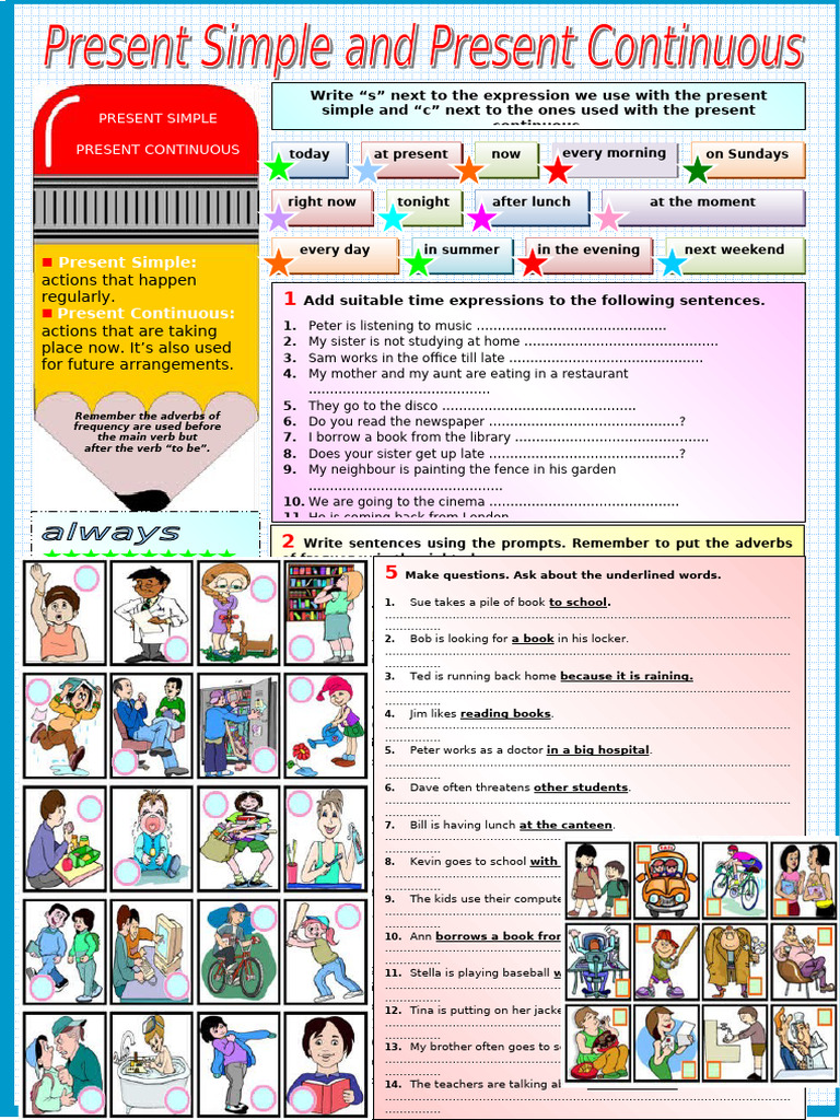 Present Simple vs. Continuous Exercises | PDF | Language Families ...
