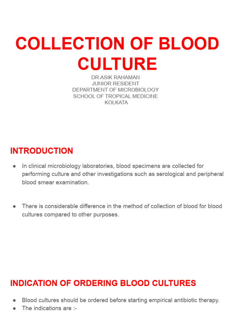 Blood Culture Collection Guidelines | PDF | Medicine | Clinical Medicine