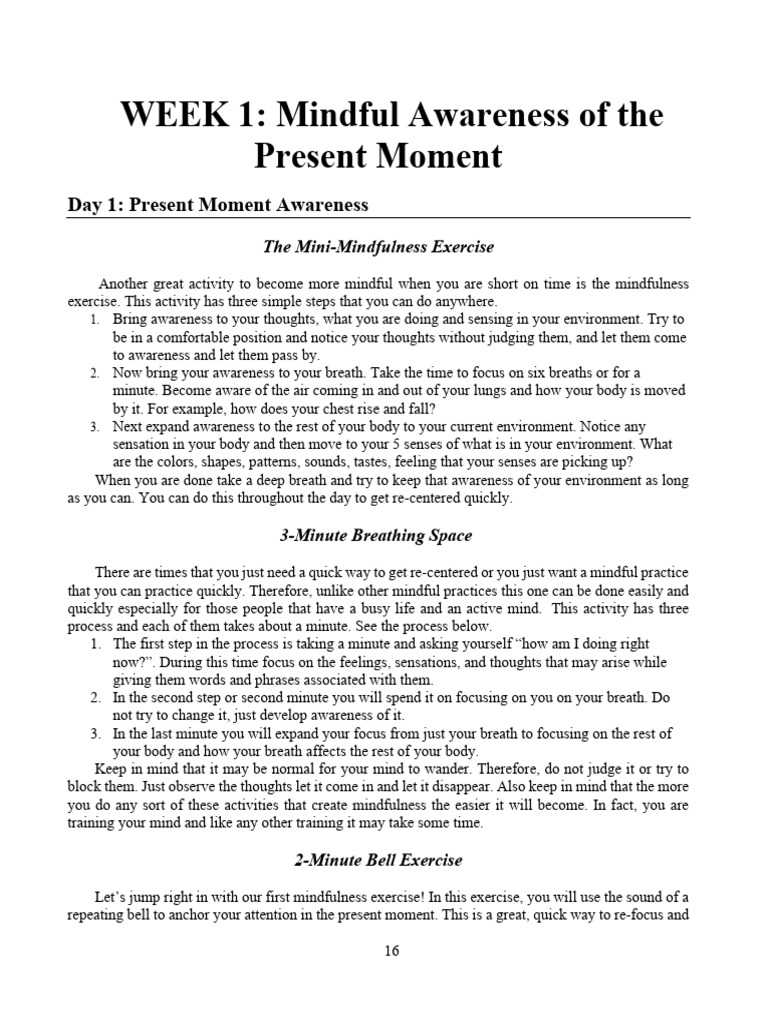 Mindfulness Exercises for Daily Calm | PDF | Mindfulness | Breathing