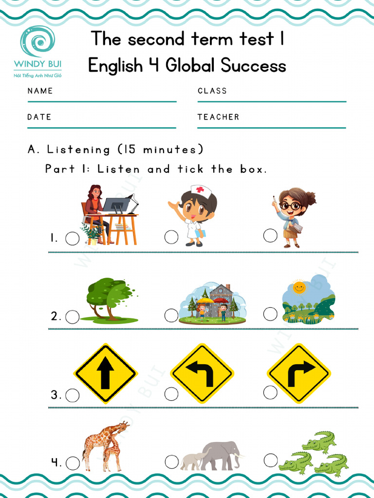 Đề HKII Global Success 4 số 1 (L) | PDF