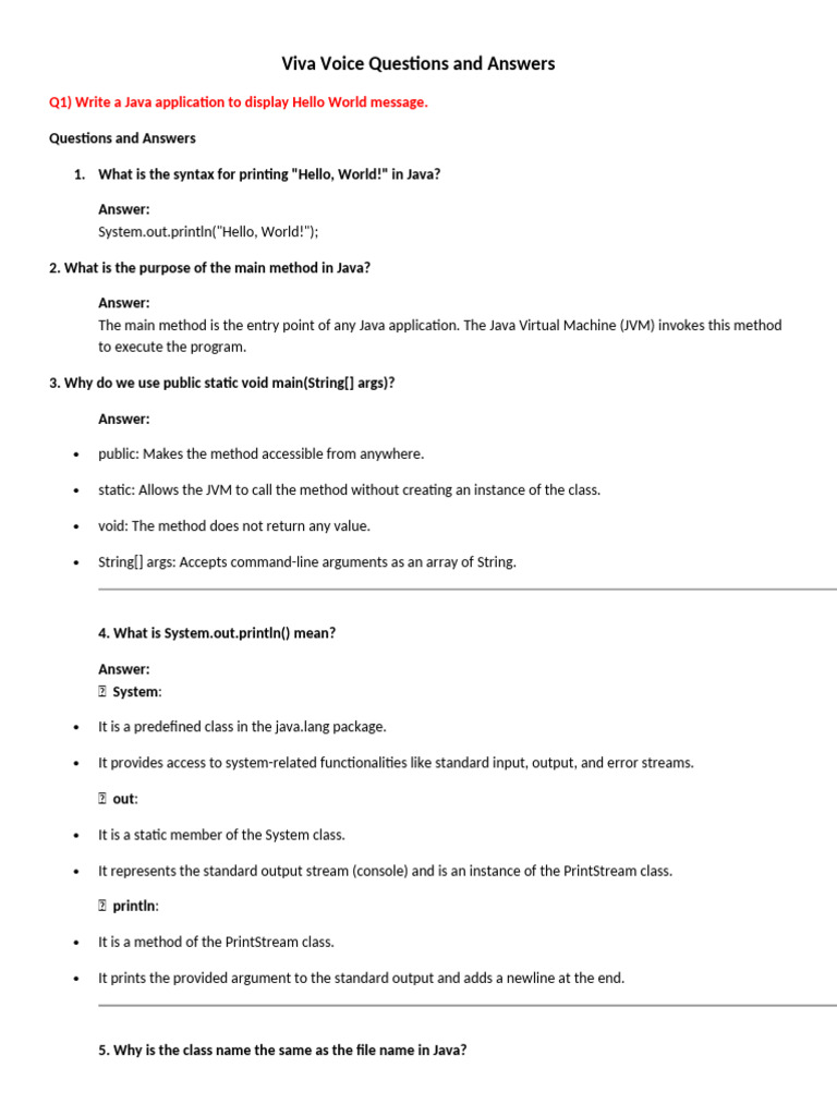 Viva Voice Questions and Answers | PDF | Inheritance (Object Oriented ...