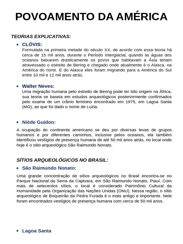 Teorias sobre o povoamento da América | PDF | Povos indígenas | Brasil