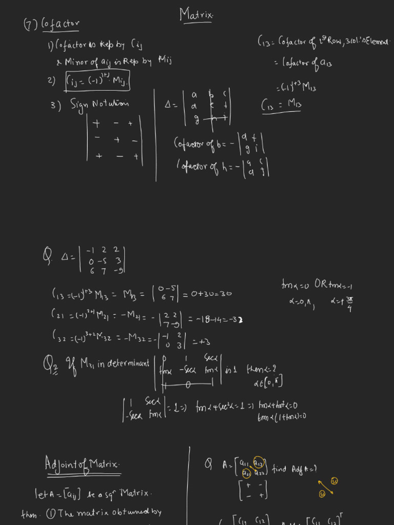 Matrices - L-06 (Class Notes) | PDF