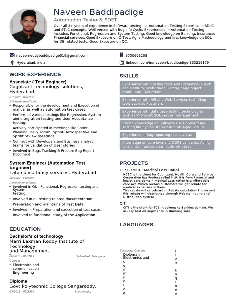 Automation Tester & SDET Profile Summary | PDF | Software Development ...