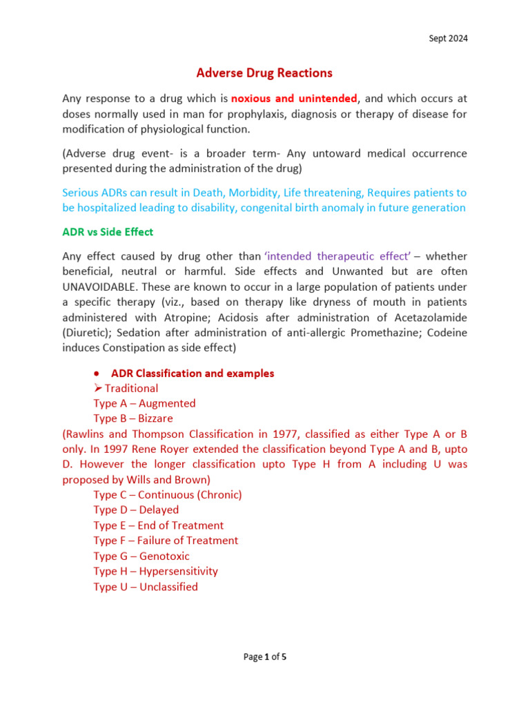 Adverse Drug Reaction-27Sept | PDF | Adverse Effect | Dose (Biochemistry)