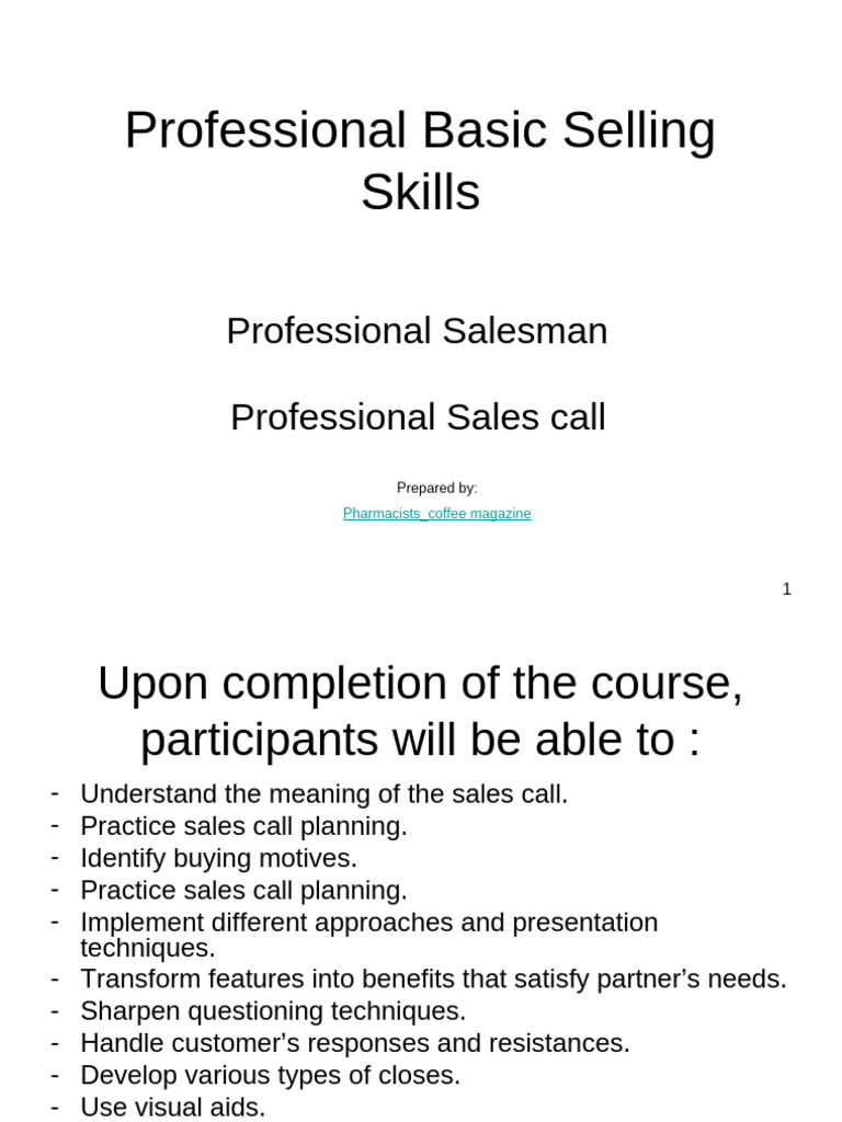 Professional Basic Selling Skills | PDF | Motivation | Motivational