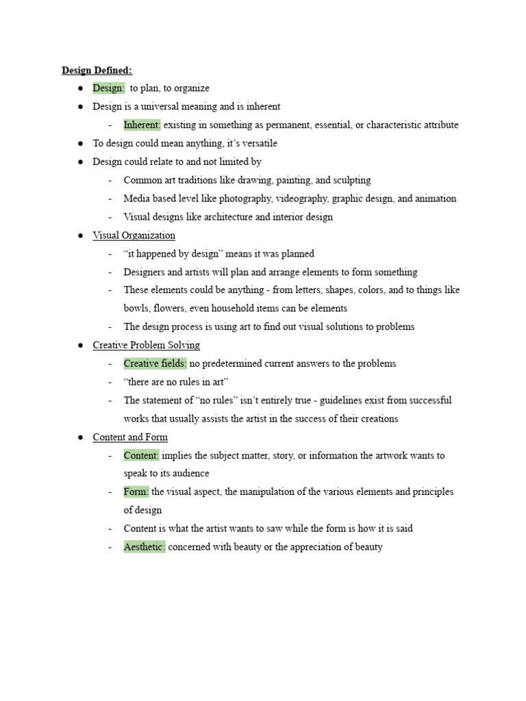 Chapter 1_ Design Process Notes - Rianna Alexis Mateo | PDF | Thought ...