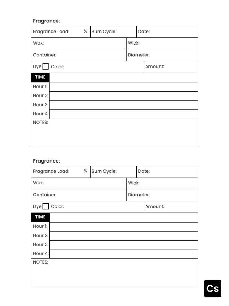 Candle Making Log Template | PDF