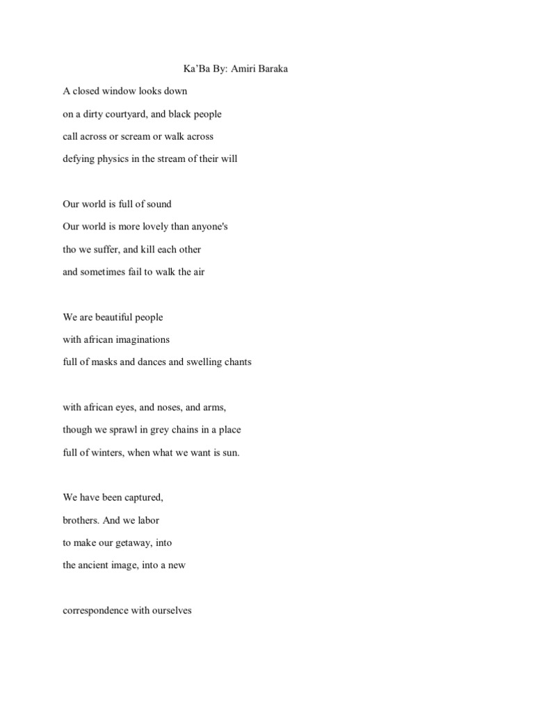 Kaba Analysis Poetry