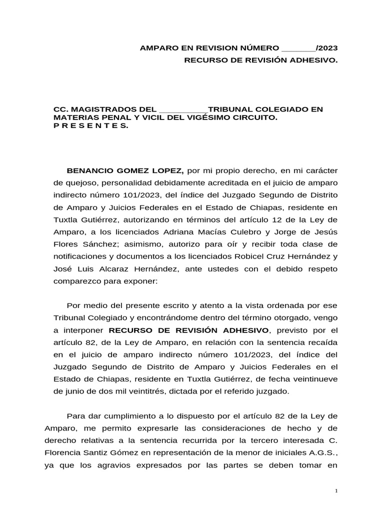 Recurso de Revisión Adhesivo 2023 | PDF | Caso de ley | Ley Pública