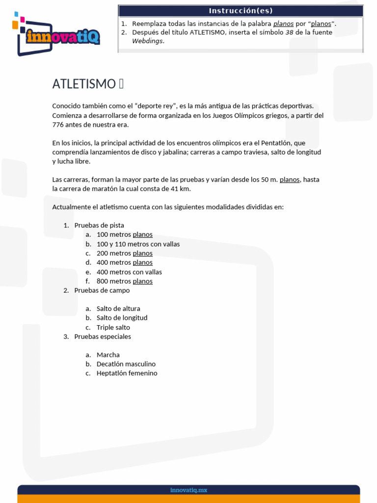 Atletismo: Modalidades y Pruebas | PDF | Deporte del atletismo | Atletismo