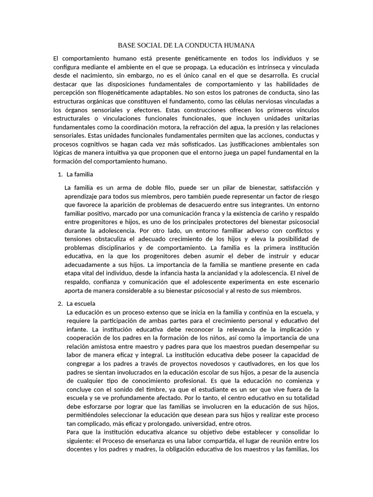 Base Social de La Conducta Humana | PDF | Comportamiento | Escuelas