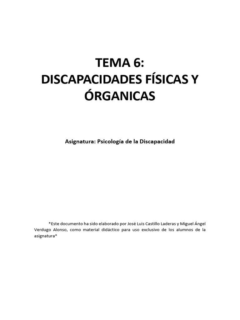 Tema 6 Psicologia de La Discapacidad | PDF | Invalidez | Accesibilidad