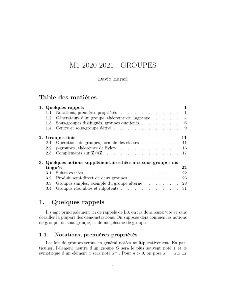 Groupm 1 | PDF | Groupe (Mathématiques) | Anneau (mathématiques)