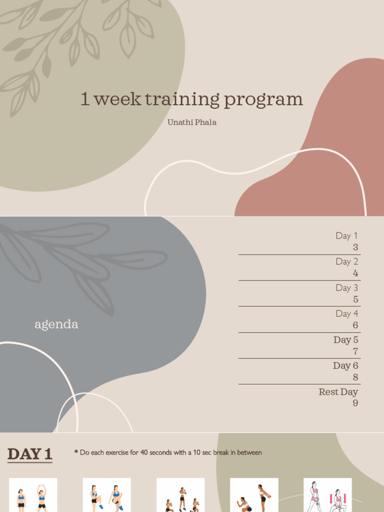 1-Week Fitness Training Program | PDF | Weight Training | Strength Training