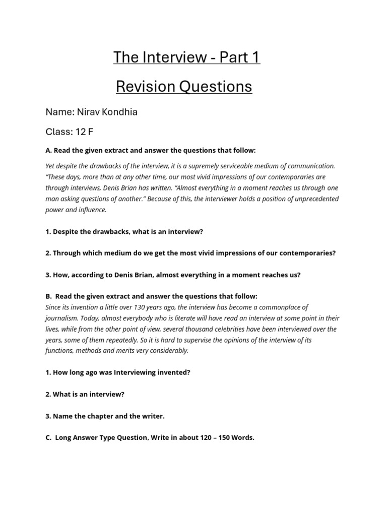 The Interview - Part 1 | PDF