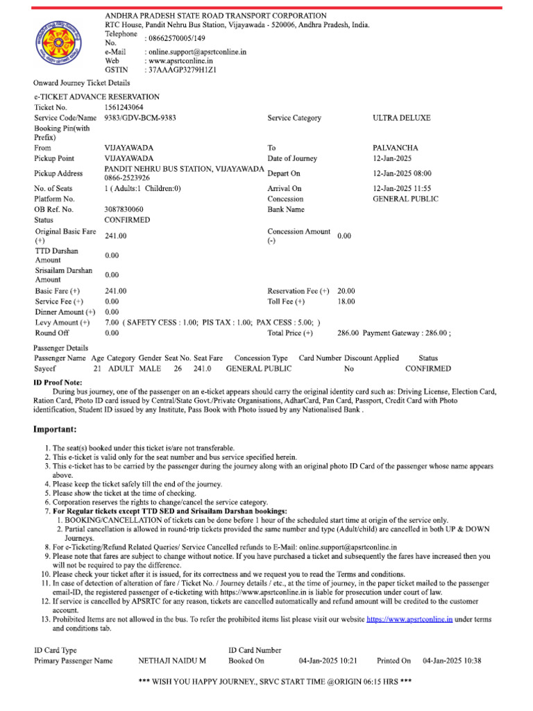 Bus Booking | PDF