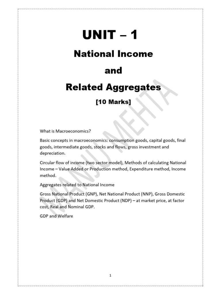 National Income and Macroeconomic Concepts | PDF | Gross Domestic ...