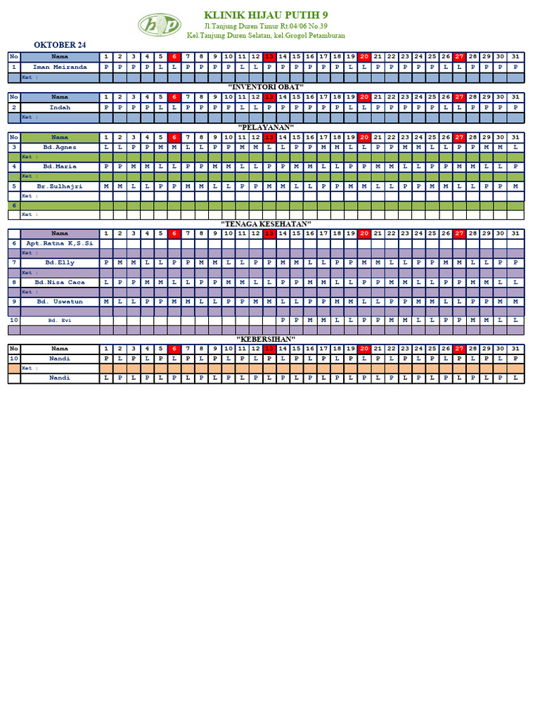 Jadwal Karyawan 24 Pdf
