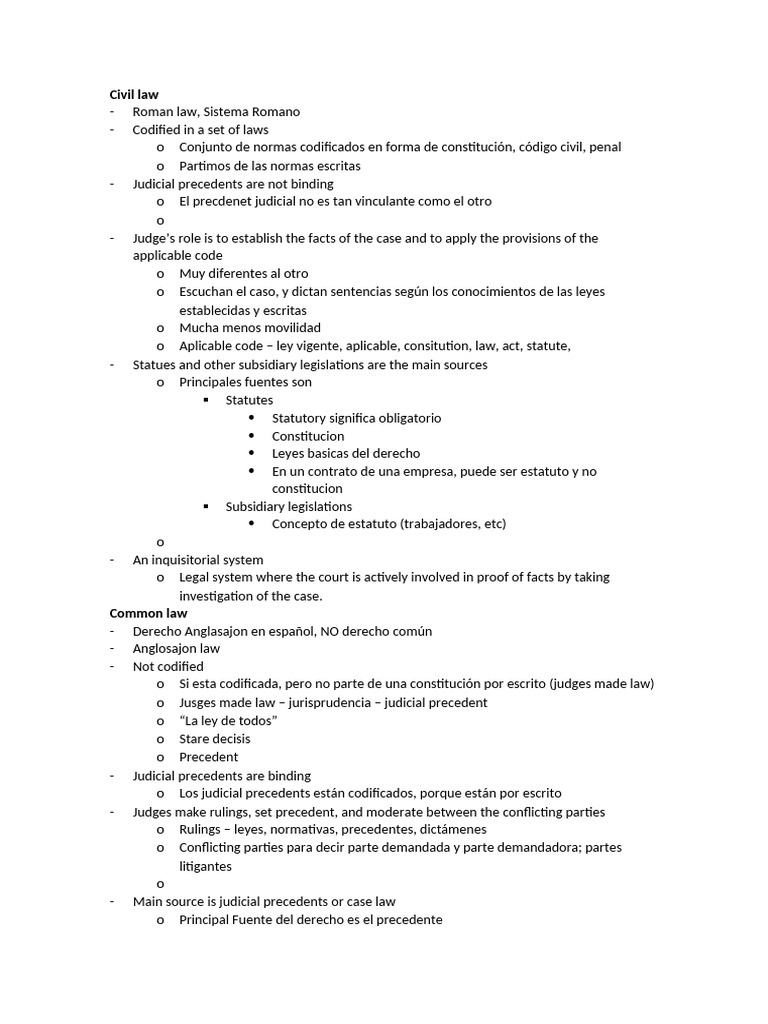 Civil Law Vs Common Law | PDF | Ley común | Derecho civil (sistema legal)