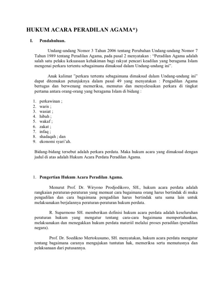 Hukum Acara Peradilan Agama