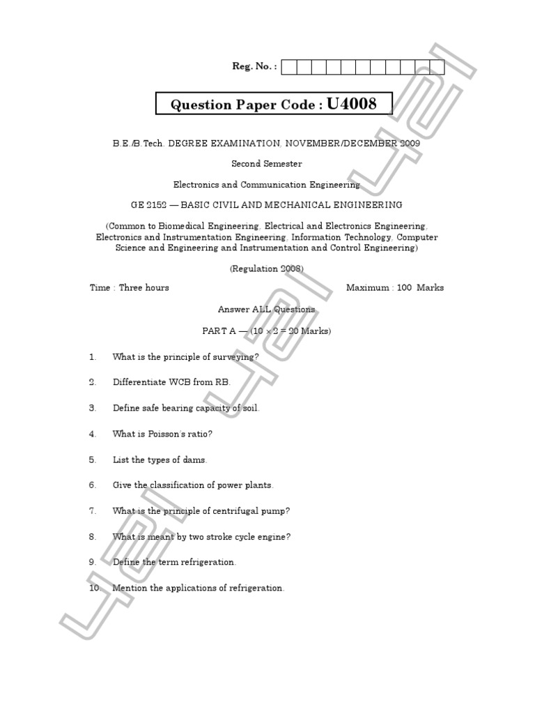 Engineering Exam Paper 2009 | PDF | Technology & Engineering