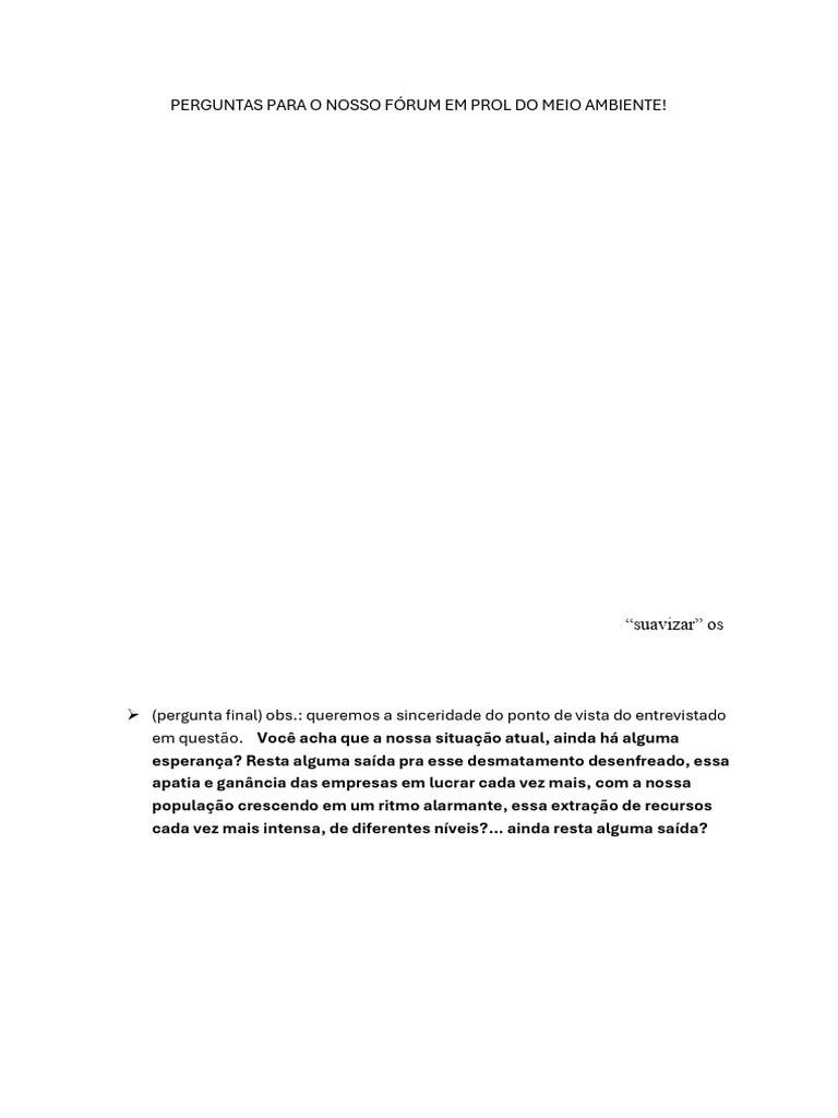 Perguntas sobre Meio Ambiente e Sustentabilidade | PDF