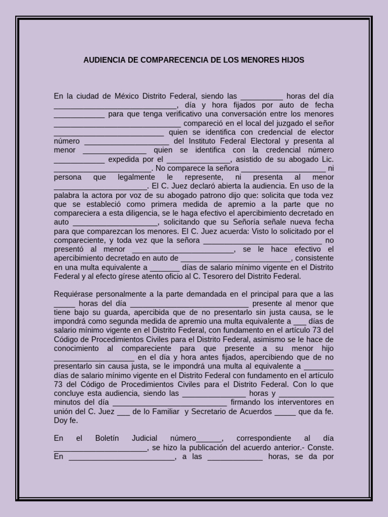 Audiencia de Comparecencia de Menores | PDF | Justicia | Crimen y violencia