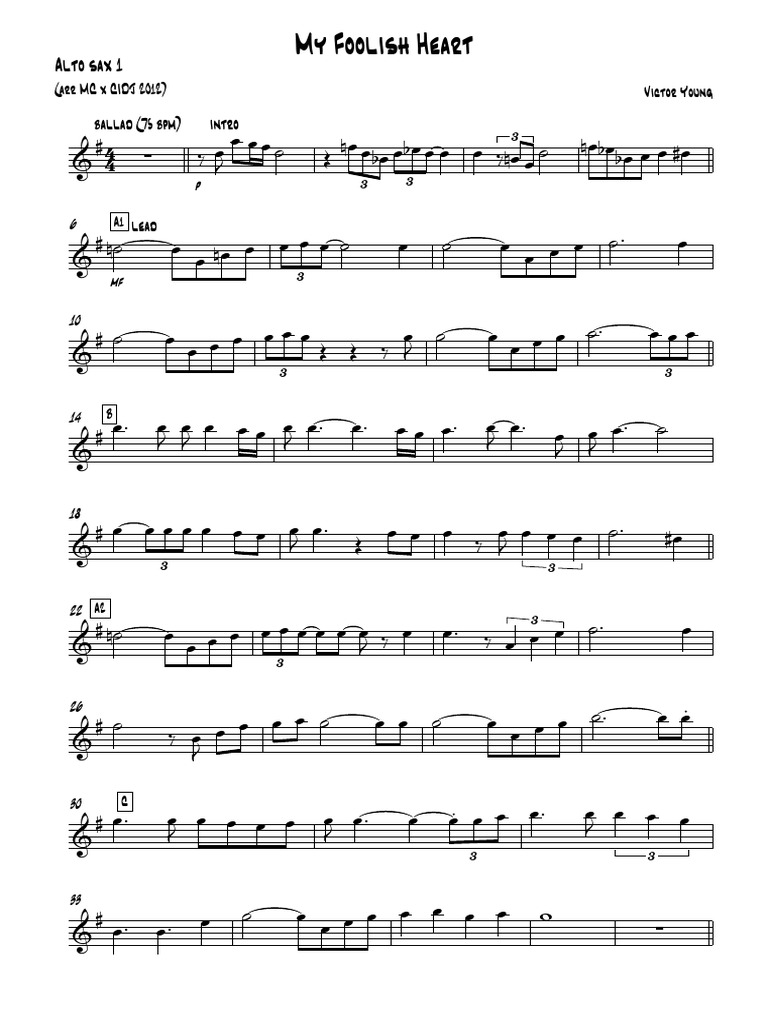My Foolish SAXES+RHYTHM Alto Sax 1 | PDF